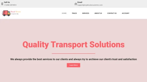 Scam Website Screenshot Royalroutecourierinc.com