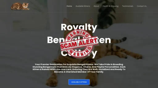 Scam Website Screenshot Royaltybengalcats.com