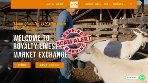 Scam Website Screenshot Royaltylivestocks.com