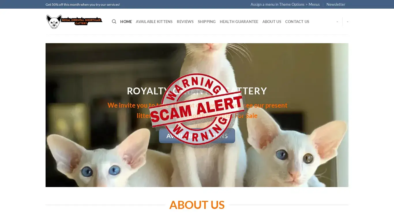 is Home - royaltyorientalcats.com legit? screenshot