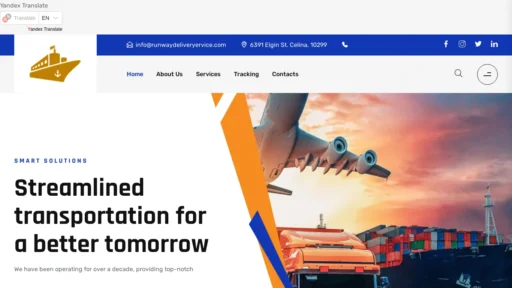 Scam Website Screenshot Runwaydeliveryervice.com