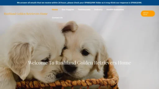 Scam Website Screenshot Rushlandgoldenretrievershome.com