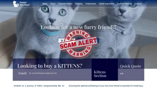 Scam Website Screenshot Russianbluepalace.com