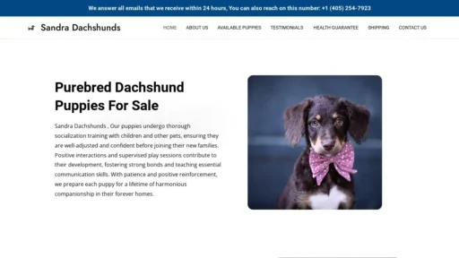 Scam Website Screenshot Sandradachshunds.com