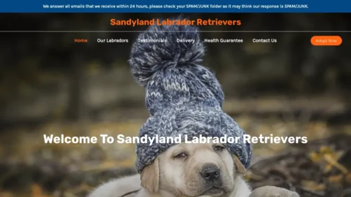 Scam Website Screenshot Sandylandlabradorretrievers.com