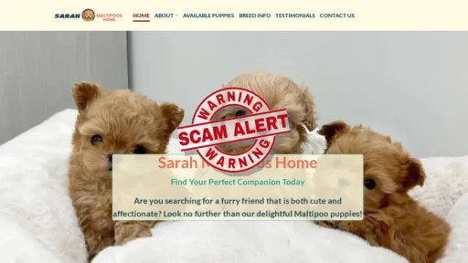 Scam Website Screenshot Sarahmaltipooshome.com