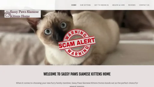 Scam Website Screenshot Sassypawssiamesekittenns.com