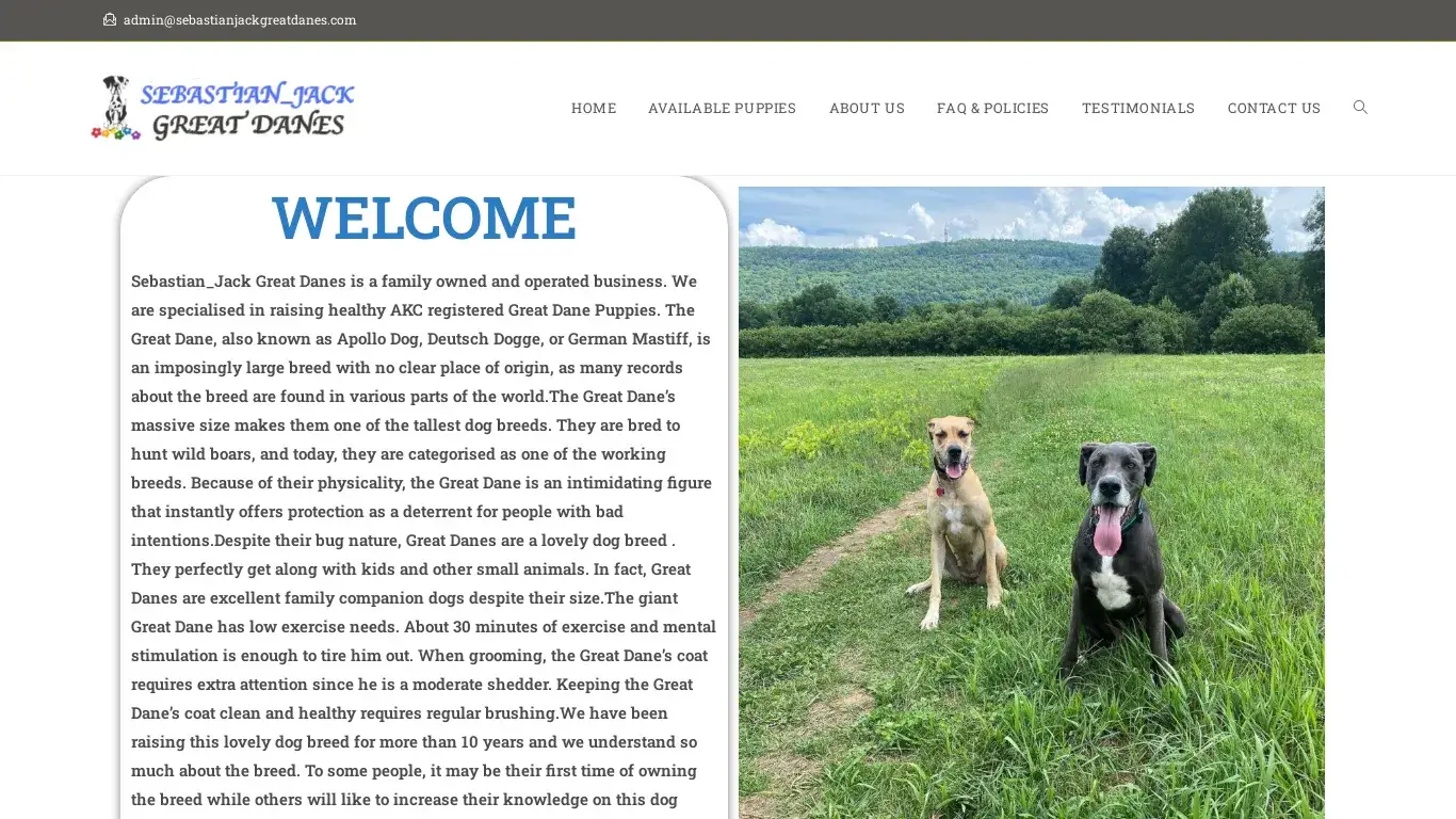 Scam Website Screenshot Sebastianjackgreatdanes.com