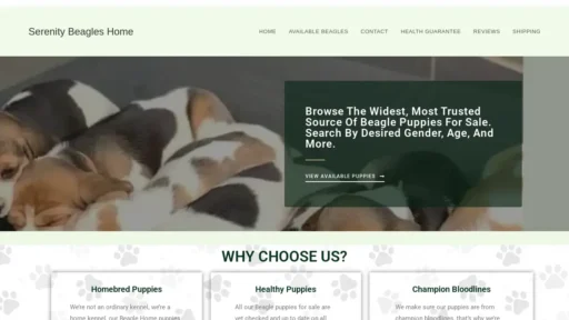 Scam Website Screenshot Serenitybeagleshome.com