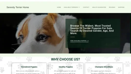 Scam Website Screenshot Serenityterriershome.com
