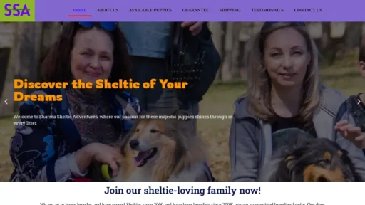 Scam Website Screenshot Sharmasheltieadventures.com