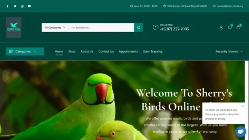 Scam Website Screenshot Sherrybirds.org