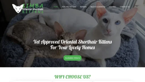 Scam Website Screenshot Simbaorientalshorthairkittens.com