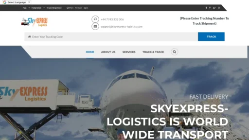 Scam Website Screenshot Skyexpress-logistics.com