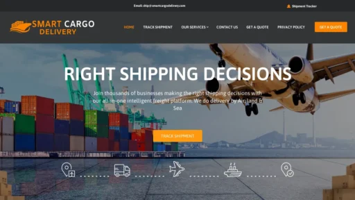 Scam Website Screenshot Smartcargodelivery.com