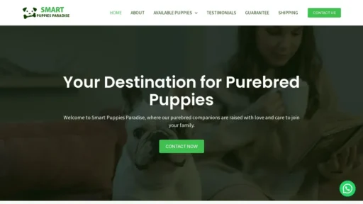 Scam Website Screenshot Smartpuppiesparadise.com