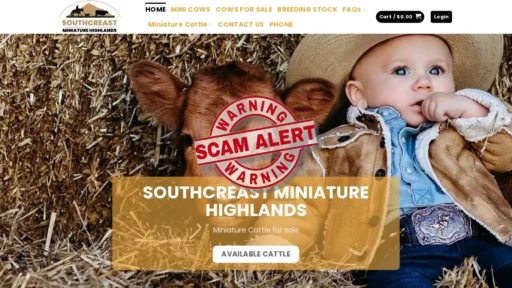 Scam Website Screenshot Southcreastminiaturehighlands.com
