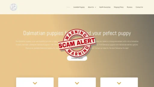 Scam Website Screenshot Spotteddalmatianpups.com