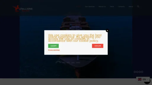 Scam Website Screenshot Stallionelogistics.com