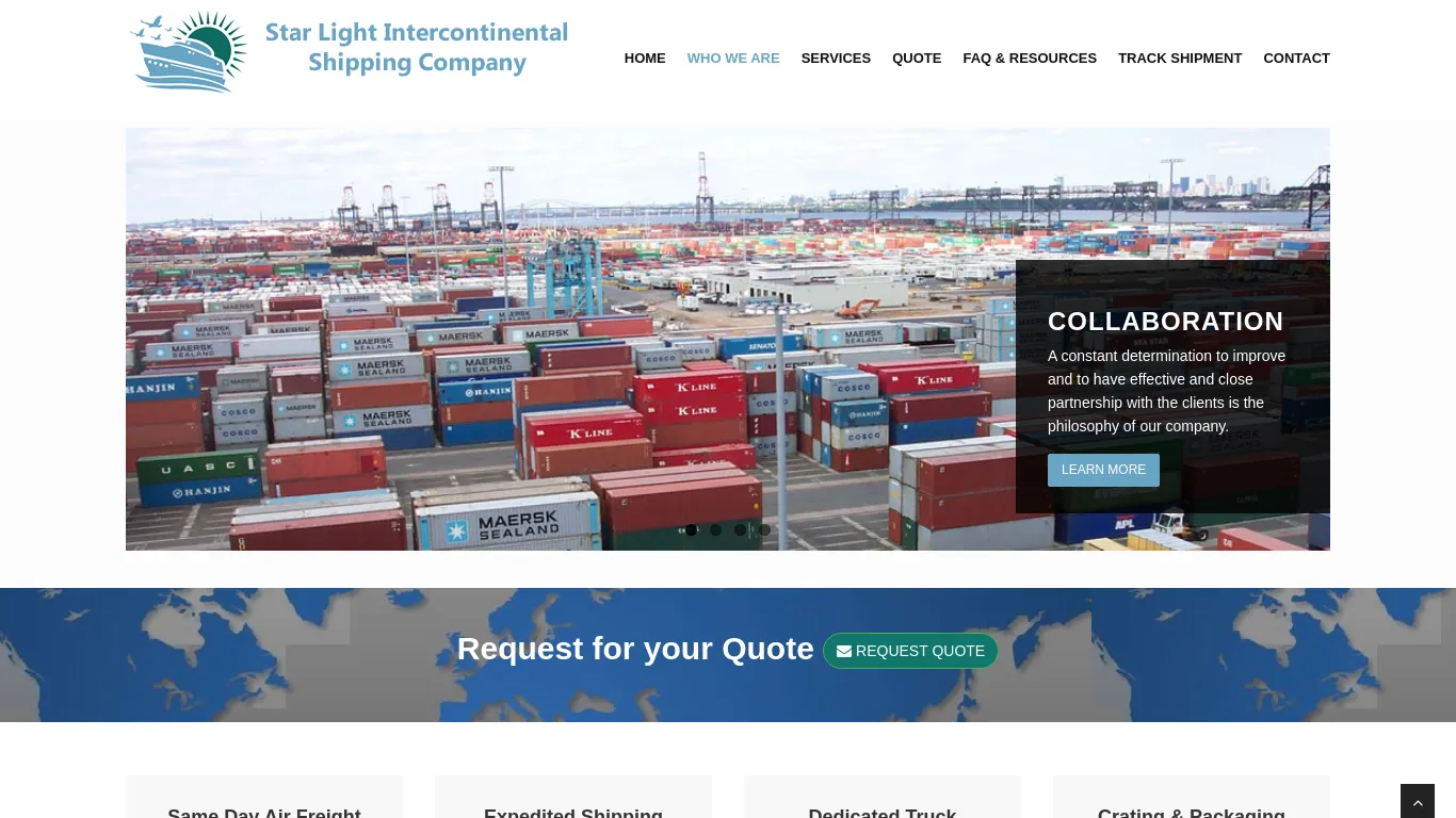 is Welcome to Star Light Intercontinental Shipping Company LTD - International & Domestic Crating and Packaging, Air & Ocean Freight, Expedited Shipping legit? screenshot