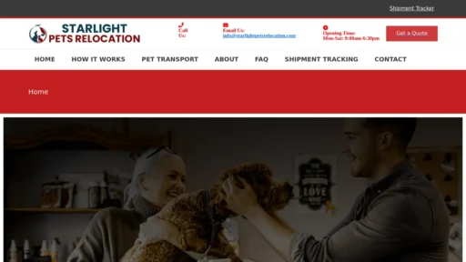 Scam Website Screenshot Starlightpetsrelocation.com