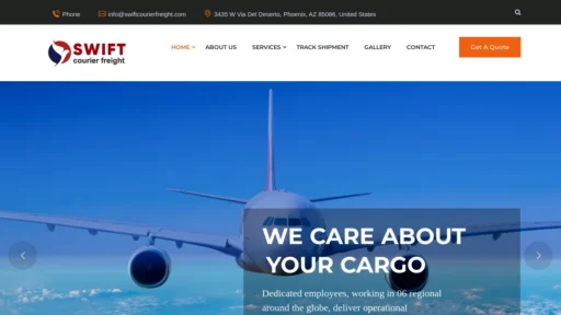 Scam Website Screenshot Swiftcourierfreight.com