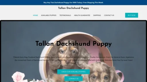 Scam Website Screenshot Tallandachshundpuppy.com