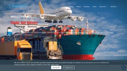Scam Website Screenshot Thunderboltdelivery.com
