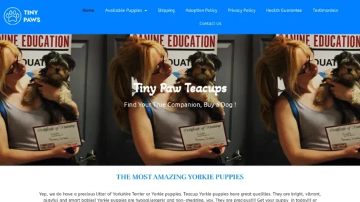 Scam Website Screenshot Tinypawteacups.com