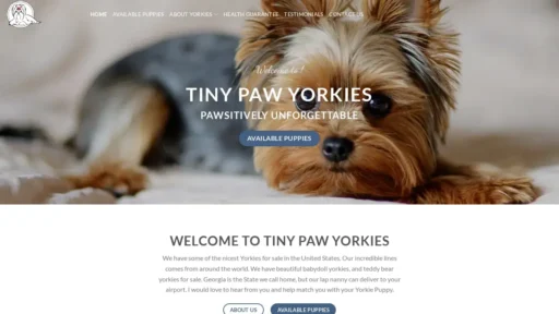 Scam Website Screenshot Tinypawyorkies.com