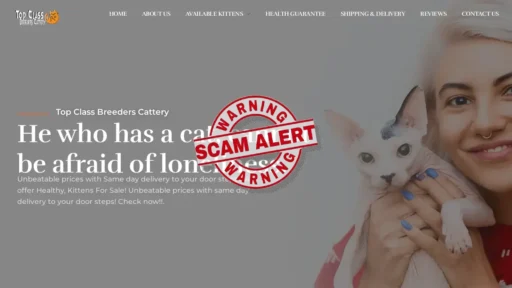 Scam Website Screenshot Topclassbreederscattery.com