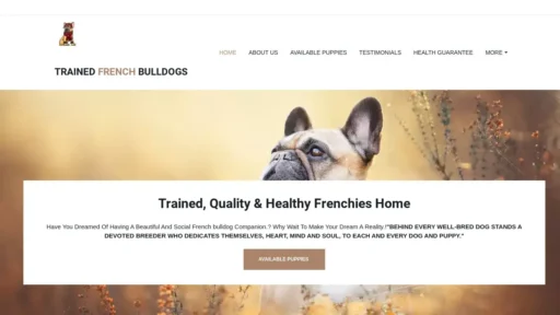 Scam Website Screenshot Trainedfrenchbulldoghome.com