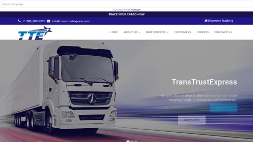 Scam Website Screenshot Transtrustexpress.com
