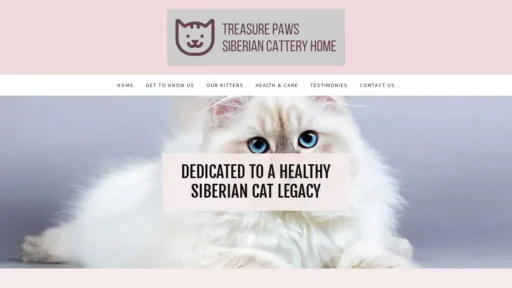 Scam Website Screenshot Treasurepawsiberiancats.com