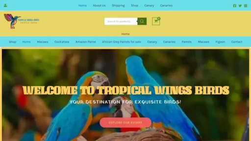 Scam Website Screenshot Tropicalwingsbirds.com