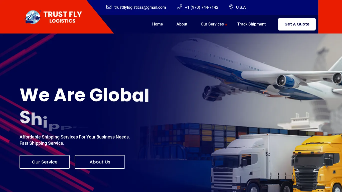 is Trust Fly Logistics - Home | Affordable Shipping Services legit? screenshot