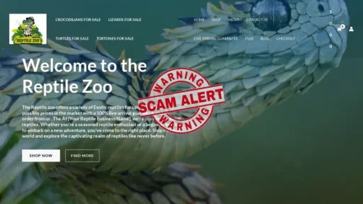 Scam Website Screenshot Undergroundreptileshop.com