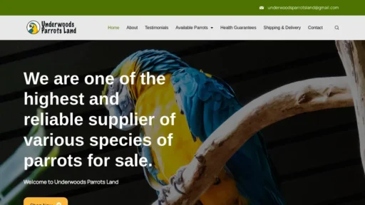 Scam Website Screenshot Underwoodsparrotsland.com