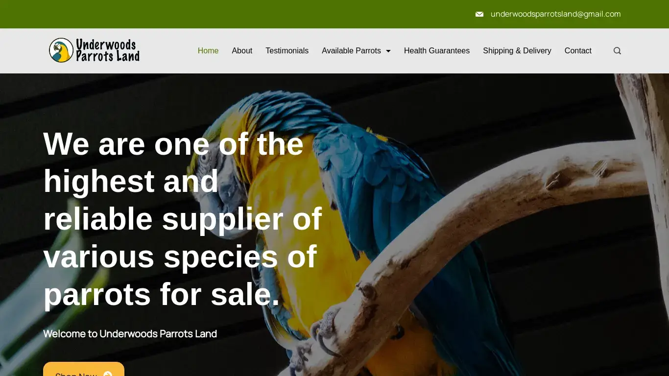 is Underwoods Parrots Land – The highest and reliable supplier of various species of parrots for sale nationwide and worldwide as well. legit? screenshot