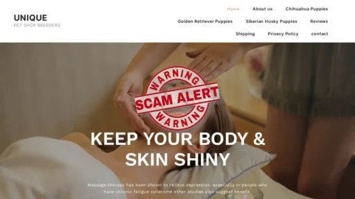 Scam Website Screenshot Uniquepetshopbreeders.com