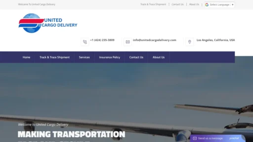 Scam Website Screenshot Unitedcargodelivery.com