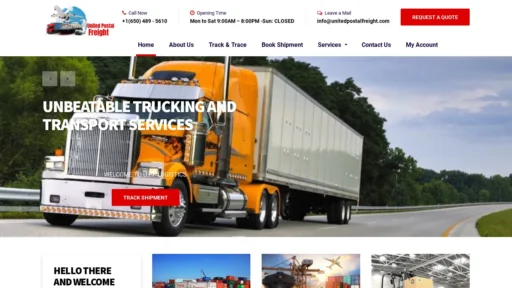 Scam Website Screenshot Unitedpostalfreight.com