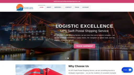 Scam Website Screenshot Upsswiftpostalshippingservice.com