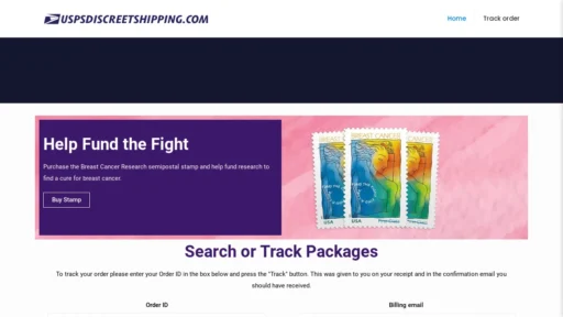 Scam Website Screenshot Uspsdiscreetshipping.com