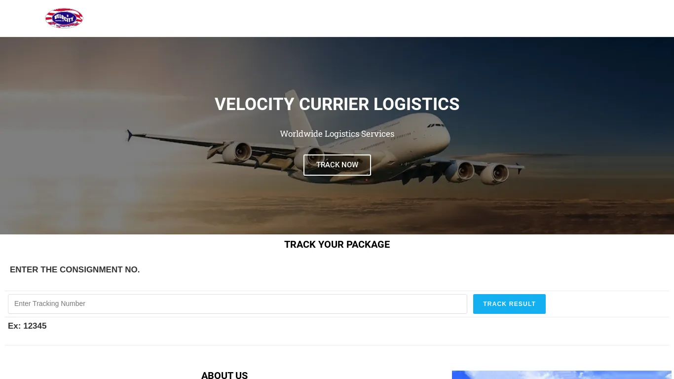 is VELOCITY CURRIER LOGISTICS – The global market leader in the logistics industry. legit? screenshot