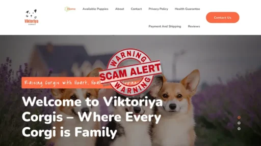 Scam Website Screenshot Viktoriyacorgis.com