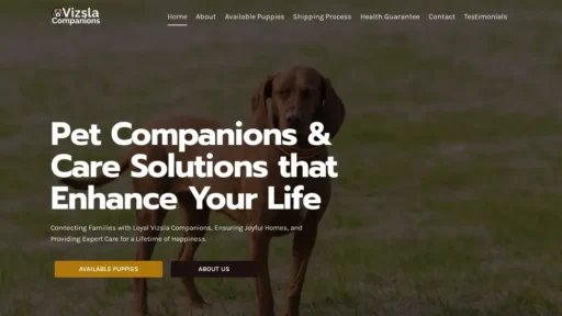 Scam Website Screenshot Vizslacompanions.com