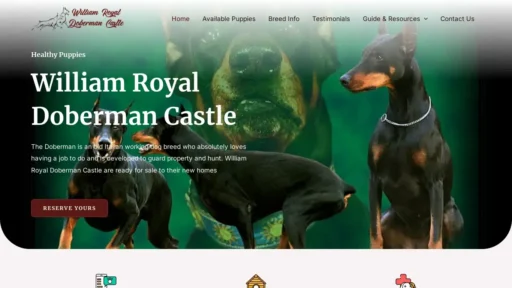 Scam Website Screenshot Williamroyaldobermancastle.com