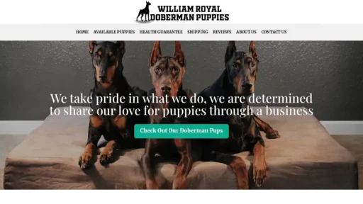 Scam Website Screenshot Williamroyaldobermanpuppies.com