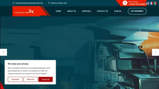 Scam Website Screenshot Worldwidecargoexpressltd.com